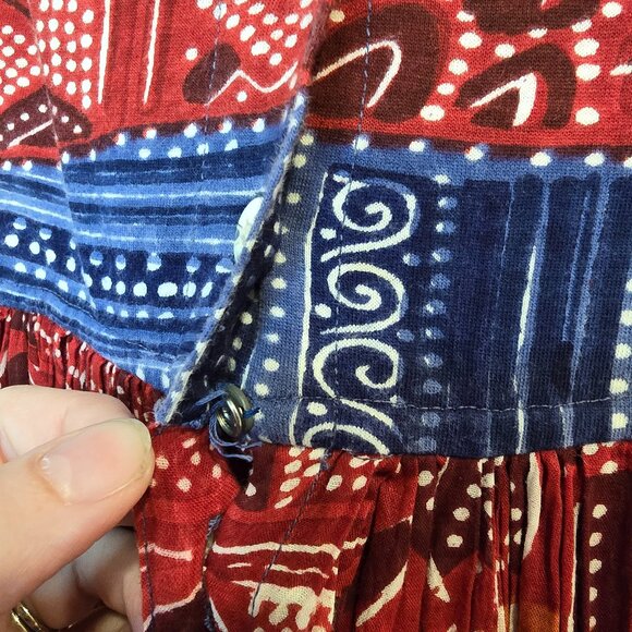 90's No Boundaries Button Up Teacher Dress, Size Medium, Red/blue/orange - Picture 3 of 9